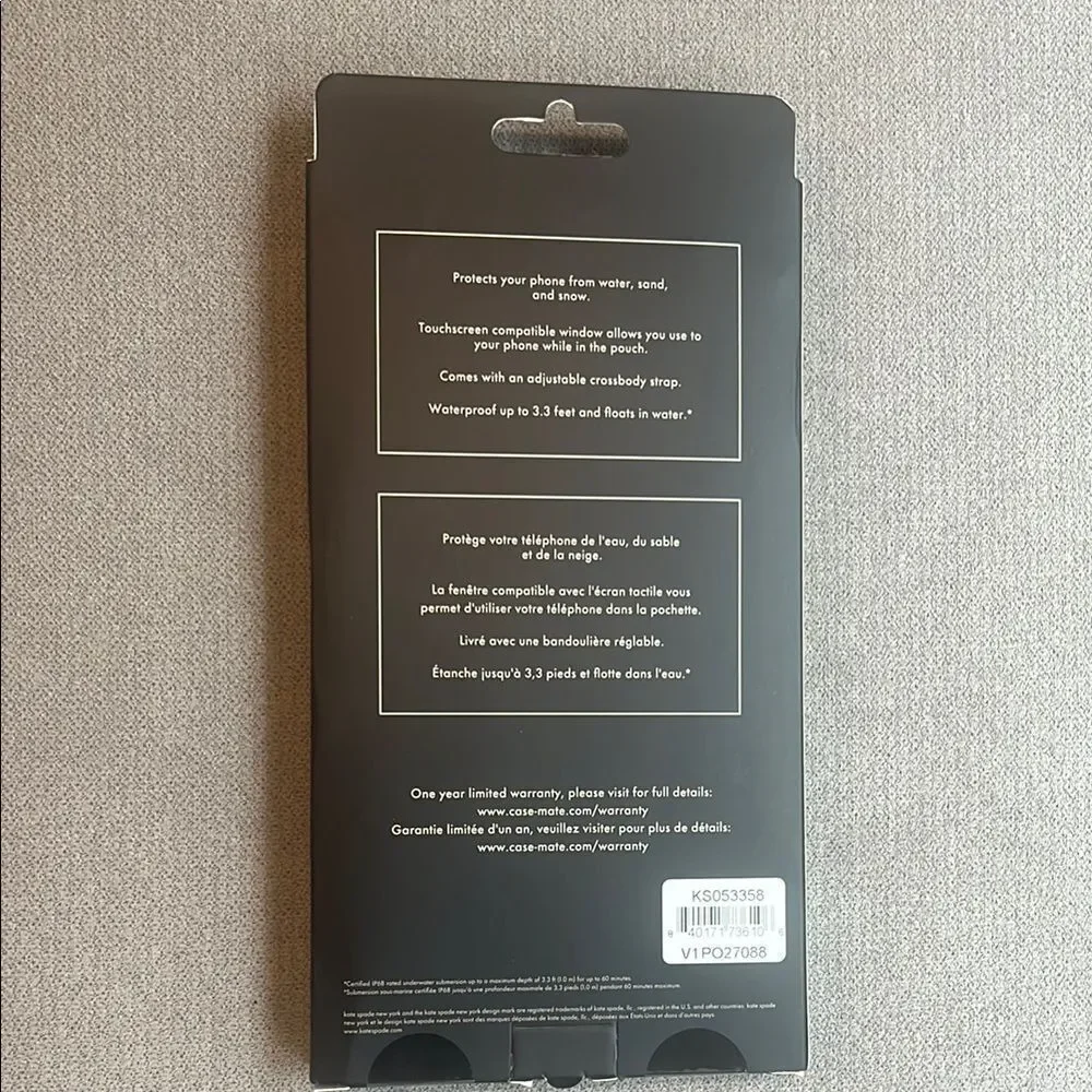 Nwt Kate Spade Black Polka Dot waterproof Phone pouch.